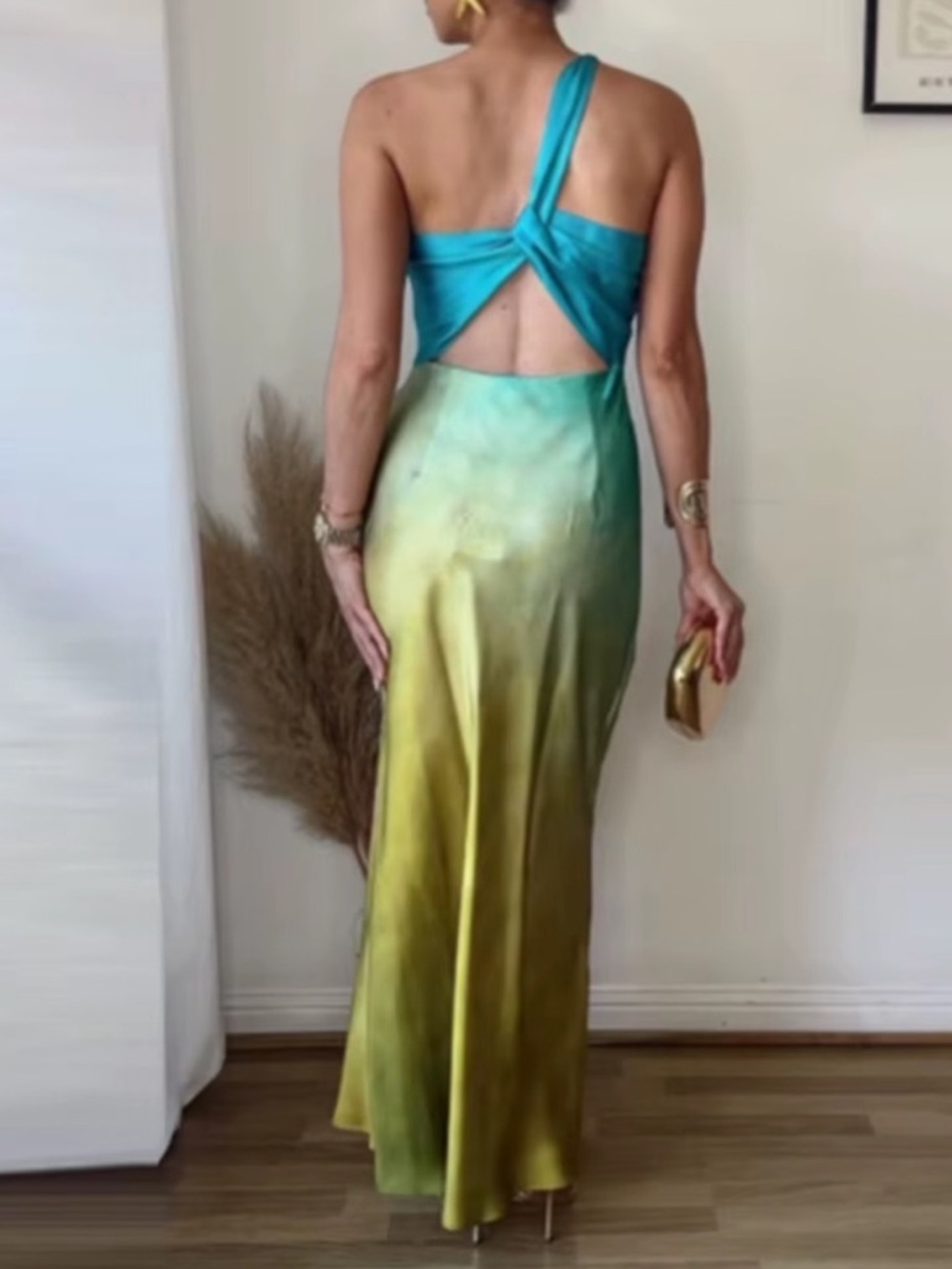 ZARA ASYMMETRICAL SATIN EFFECT TIE DYE DRESS XS NWT - Picture 3 of 16